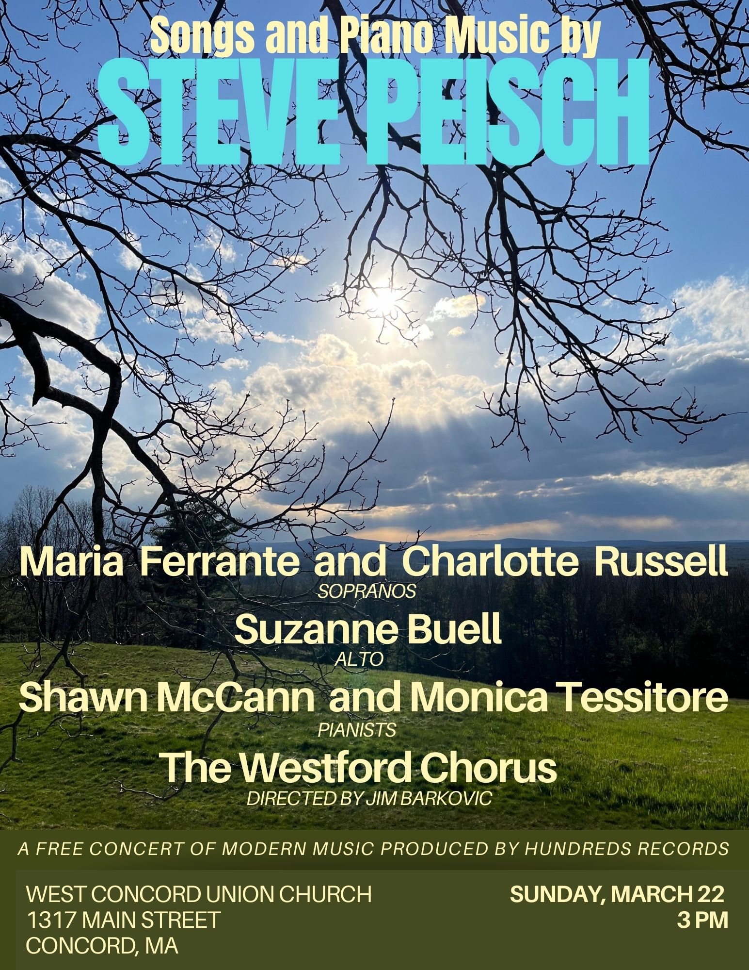 March 22nd concert in Concord, MA